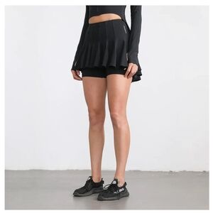 Jelenew Women's Black Cycling, Tennis, Pickleball Athletic Skirt Skort Size L